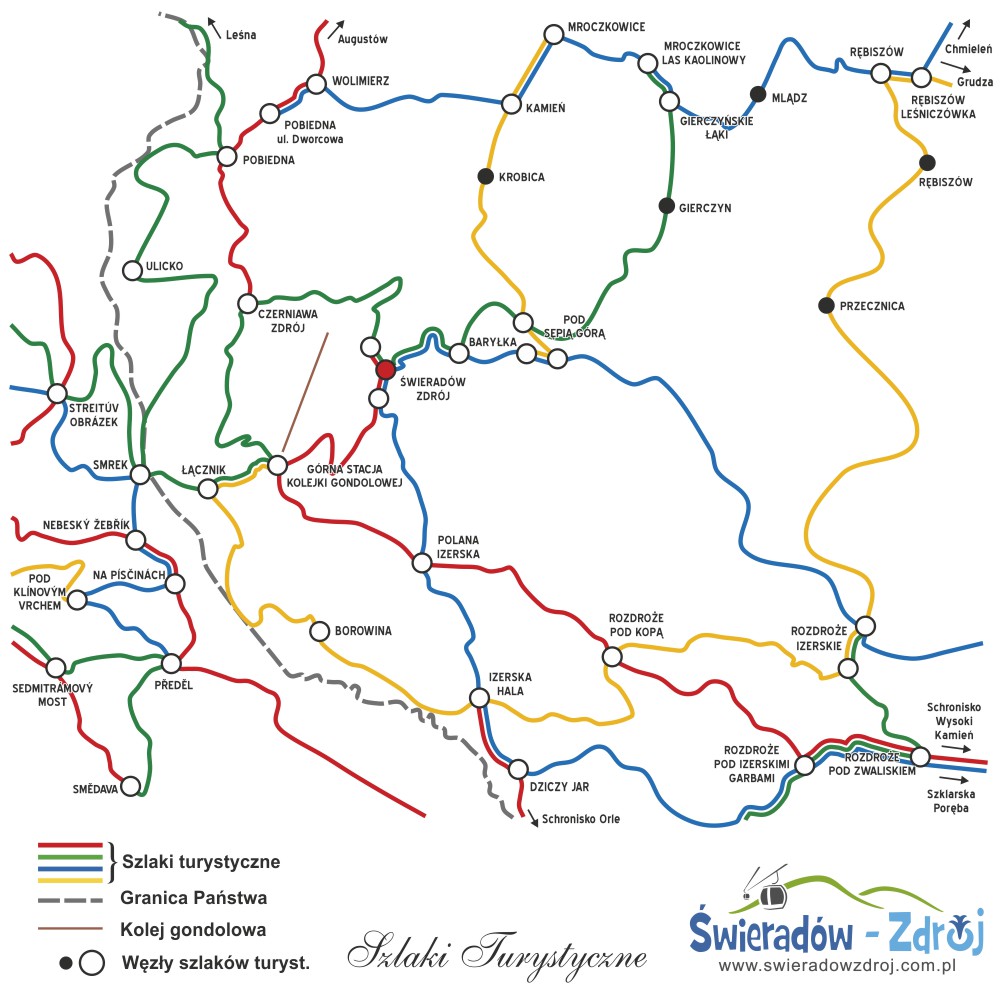 Mapa szlaków turystycznych Świeradowa